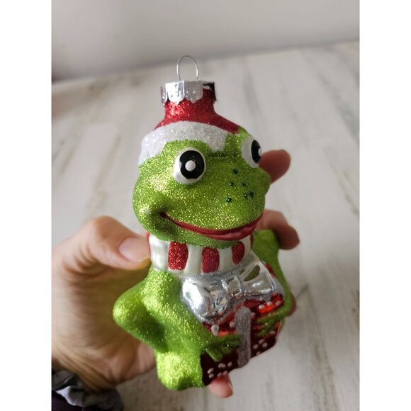 Rauch glitter frog toad ornament present sparkle Xmas green - Picture 5 of 8